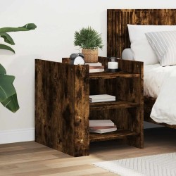 Table de chevet chêne fumé 45x50x50 cm bois d'ingénierie 627048627048