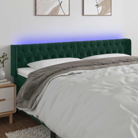 Tête de lit à LED Vert foncé 203x16x78/88 cm Velours 627061627061