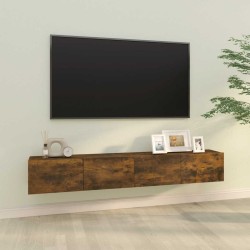 Meubles TV muraux 2pcs chêne fumé 100x30x30cm bois d'ingénierie 627074627074