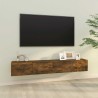 Meubles TV muraux 2pcs chêne fumé 100x30x30cm bois d'ingénierie 627074627074