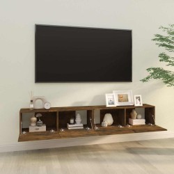 Meubles TV muraux 2pcs chêne fumé 100x30x30cm bois d'ingénierie 627074627074
