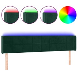 Tête de lit à LED Vert foncé 203x16x78/88 cm Velours 627076627076