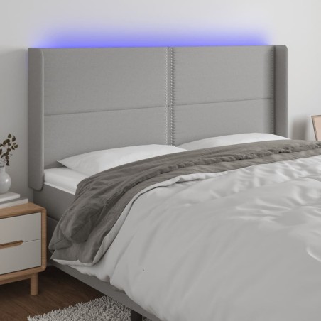 Tête de lit à LED Gris clair 203x16x118/128 cm Tissu 627078627078