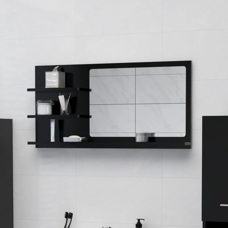 Miroir de salle de bain noir 90x10,5x45 cm bois d’ingénierie 627080627080