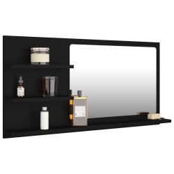 Miroir de salle de bain noir 90x10,5x45 cm bois d’ingénierie 627080627080