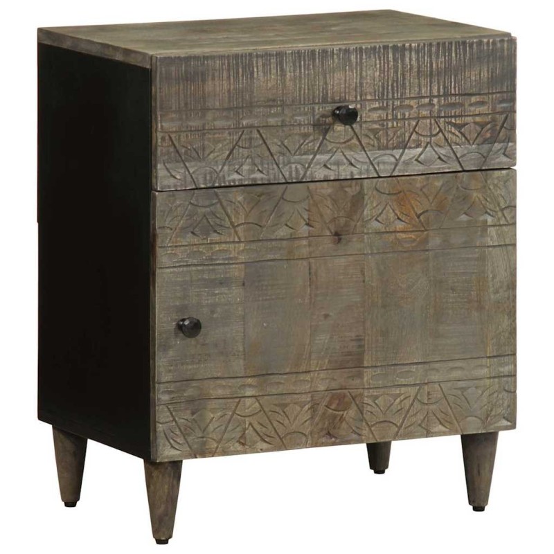 Table de chevet gris clair 50x33x60 cm bois de manguier massif 627089627089