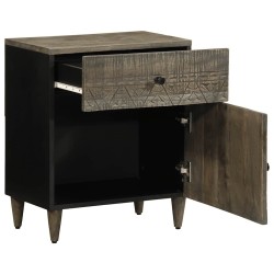 Table de chevet gris clair 50x33x60 cm bois de manguier massif 627089627089