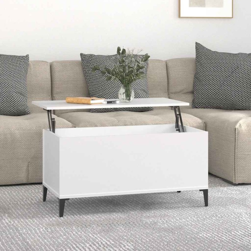 Table basse Blanc 90x44,5x45 cm Bois d'ingénierie 627097627097