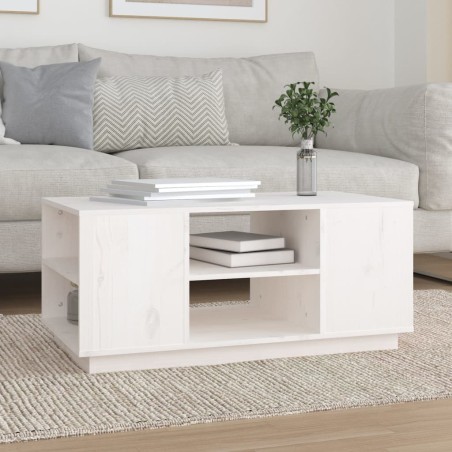 Table basse Blanc 90x49x40,5 cm Bois massif de pin 627102627102