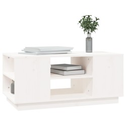 Table basse Blanc 90x49x40,5 cm Bois massif de pin 627102627102