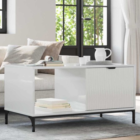 Table basse Blanc brillant 90 x 49 x 46 cm Bois d'ingénierie 627104627104