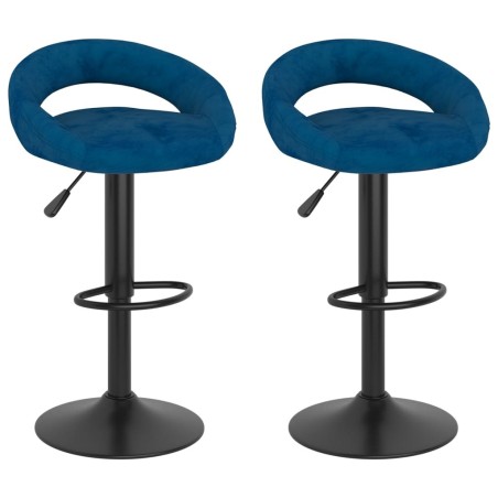 Tabourets de bar lot de 2 bleu velours 627108627108