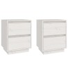 Tables de chevet 2 pcs Blanc 40x35x50 cm Bois de pin solide 627109627109