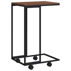 Table d'appoint avec roues Noir 40x30x63,5 cm Bois d'ingénierie 627118627118