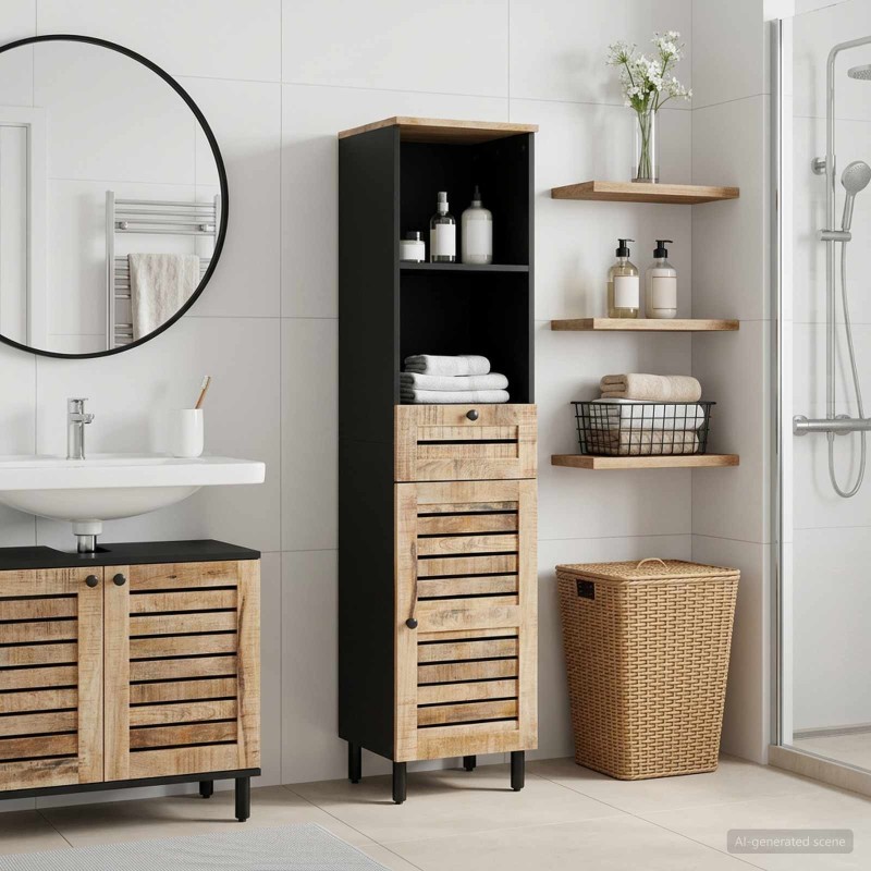 Cabinet de salle de bain Marron et Noir 38 x 33,5 x 160 cm 627126627126