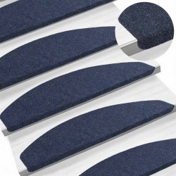 Tapis d'escalier auto-adhésifs 15 pcs Bleu 80 x 28 x 3,5 cm 627130627130