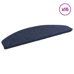 Tapis d'escalier auto-adhésifs 15 pcs Bleu 80 x 28 x 3,5 cm 627130627130