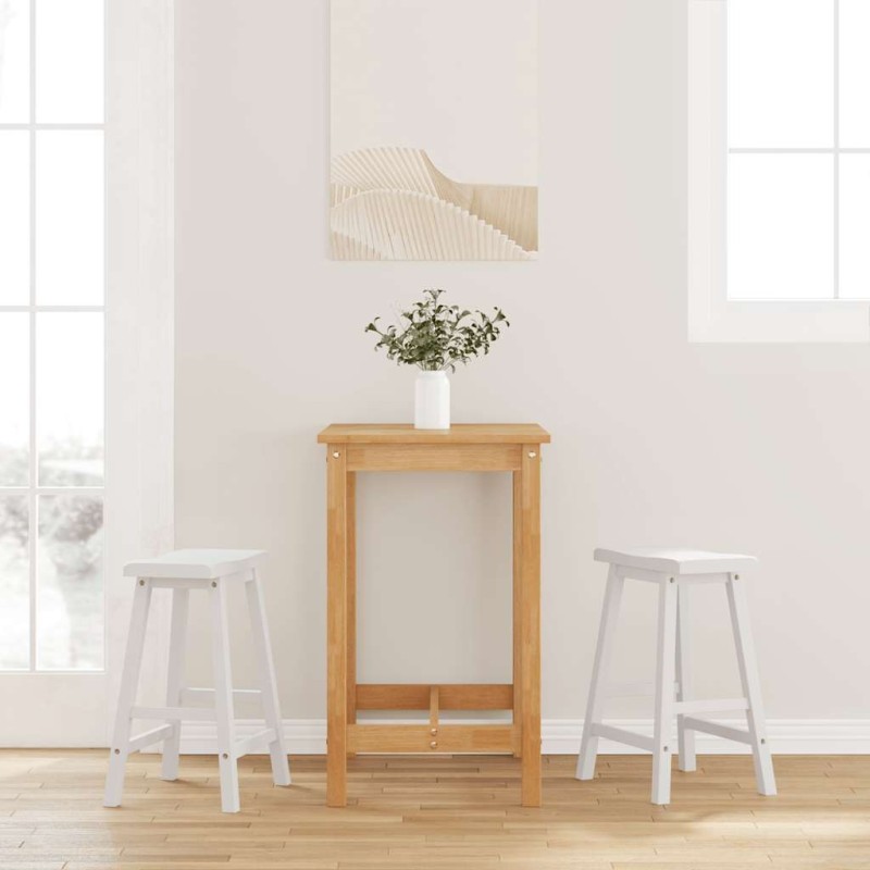 Tabourets de bar (lot de 2) en bois massif blanc et caoutchouc 627134627134