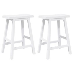 Tabourets de bar (lot de 2) en bois massif blanc et caoutchouc 627134627134