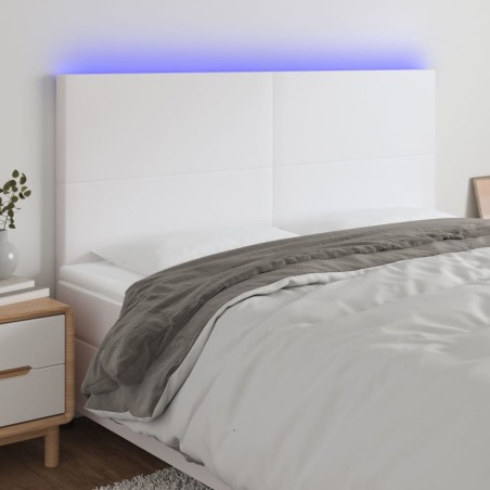 Tête de lit à LED Blanc 160x5x118/128 cm Similicuir 627139627139