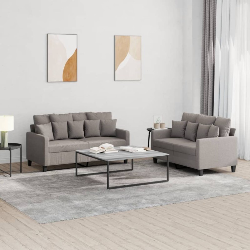 Ensemble de canapés 2 pcs avec coussins Taupe Tissu 627142627142