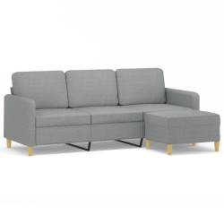Canapé à 3 places avec repose-pieds Gris clair 180 cm Tissu 627151627151