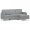 Canapé à 3 places avec repose-pieds Gris clair 180 cm Tissu 627151627151