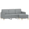 Canapé à 3 places avec repose-pieds Gris clair 180 cm Tissu 627151627151