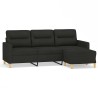 Canapé à 3 places avec repose-pieds Noir 180 cm Tissu 627156627156