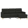 Canapé à 3 places avec repose-pieds Noir 180 cm Tissu 627156627156
