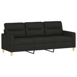 Canapé à 3 places avec repose-pieds Noir 180 cm Tissu 627156627156