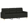Canapé à 3 places avec repose-pieds Noir 180 cm Tissu 627156627156