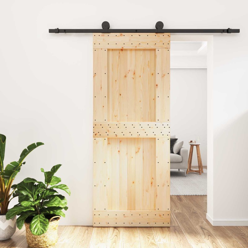 Porte coulissante Naturel et noir 85 x 210 cm 627164627164