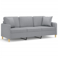 Canapé 3 places avec oreillers gris clair 180 cm tissu 627166627166