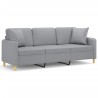 Canapé 3 places avec oreillers gris clair 180 cm tissu 627166627166