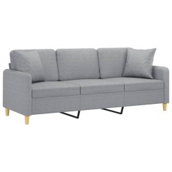 Canapé 3 places avec oreillers gris clair 180 cm tissu 627166627166