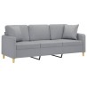 Canapé 3 places avec oreillers gris clair 180 cm tissu 627166627166
