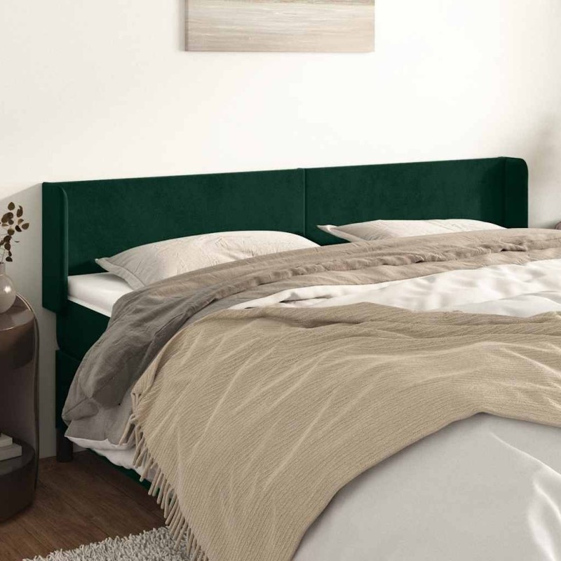 Tête de lit avec oreilles Vert foncé 203x16x78/88 cm Velours 627167627167