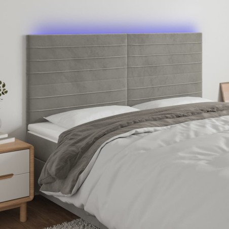 Tête de lit à LED Gris clair 180x5x118/128 cm Velours 627171627171