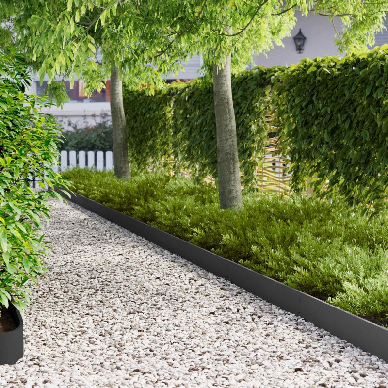 Bordure de Pelouse 10 pcs 103 x 15 cm Acier Noir 627182627182