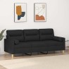 Canapé 3 places avec oreillers décoratifs noir 180 cm tissu 627183627183