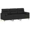 Canapé 3 places avec oreillers décoratifs noir 180 cm tissu 627183627183