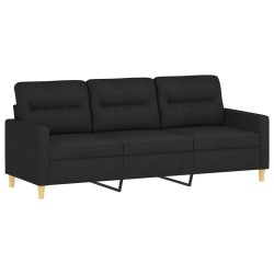 Canapé 3 places avec oreillers décoratifs noir 180 cm tissu 627183627183