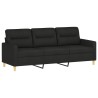 Canapé 3 places avec oreillers décoratifs noir 180 cm tissu 627183627183