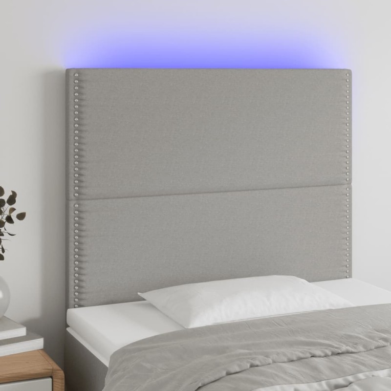 Tête de lit à LED Gris clair 90x5x118/128 cm Tissu 627193627193