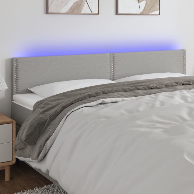 Tête de lit à LED Gris clair 180x5x78/88 cm Tissu 627200627200