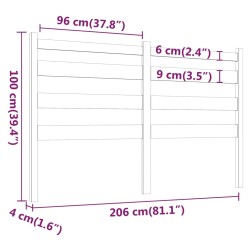 Tête de lit Gris 206x4x100 cm Bois massif de pin 627211627211