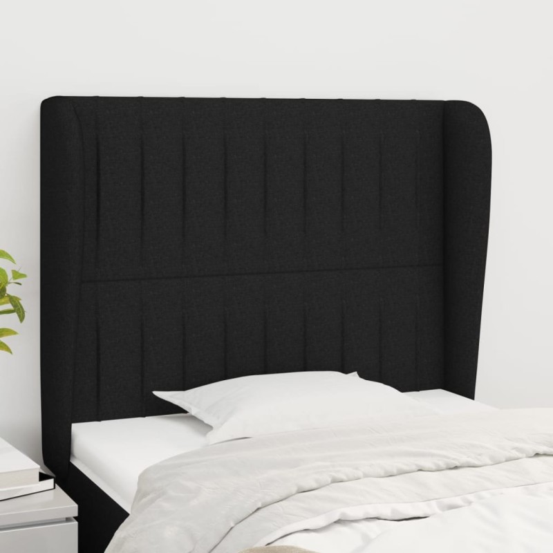 Tête de lit avec oreilles Noir 103x23x118/128 cm Tissu 627214627214