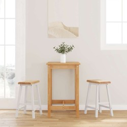 Tabourets de bar (lot de 2) en bois massif blanc et caoutchouc 627217627217