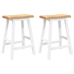 Tabourets de bar (lot de 2) en bois massif blanc et caoutchouc 627217627217